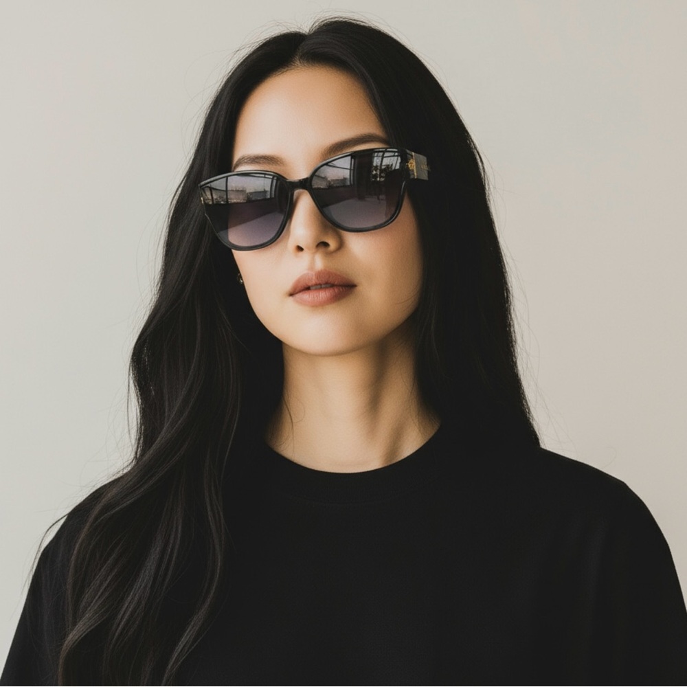 Versace Women’s Sunglasses | Black/Blue | Gray-Blue Lens | Like New (scratched) - Picture 13 of 16